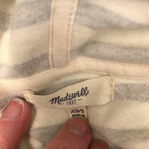 Madewell Women’s XS Elise Short Sleeve Oversized Striped Terry Hoodie Ho… - Picture 7 of 7
